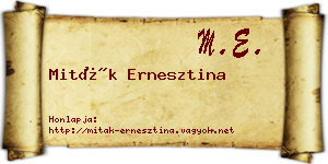 Miták Ernesztina névjegykártya